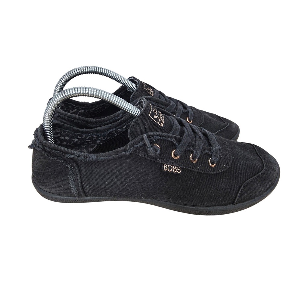 Skechers BOBS B Cute Sneakers Womens 9 Black Canvas Slip On Comfort Shoes